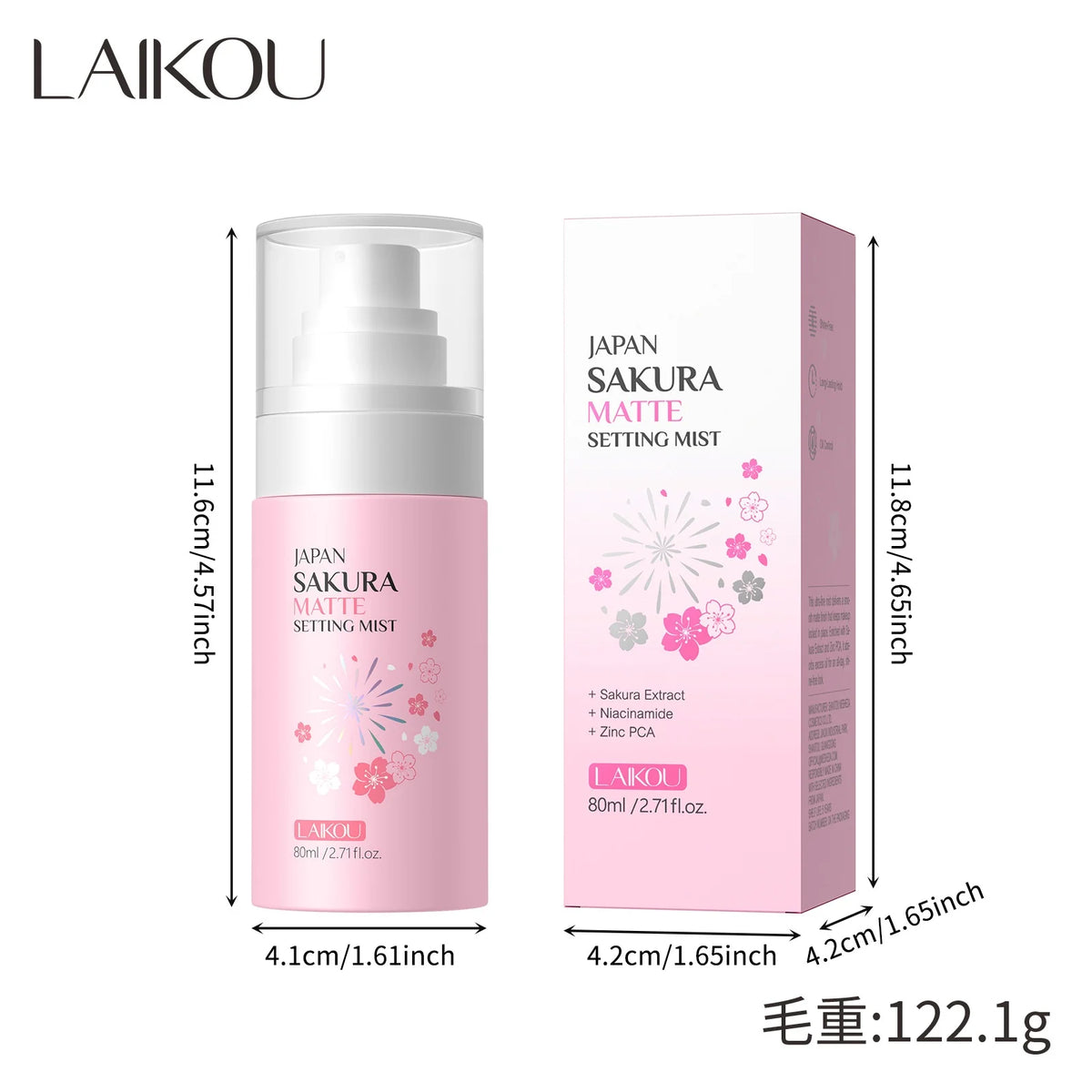 LAIKOU Sakura Matte Setting Spray – Oil Control 80ml Makeup Setting Spray HIP 01