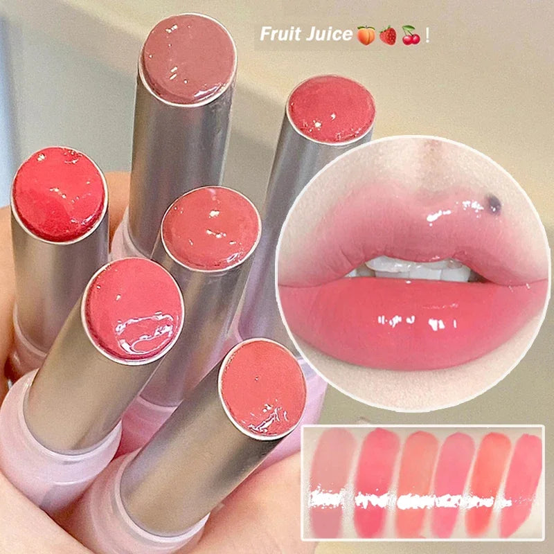 Floral Mirror Glass Solid Lip Gloss Water Light Round Tube Lipstick Clear Oil Jelly Lip Glaze Natural Nude Moisturizing Lip Tint HIP