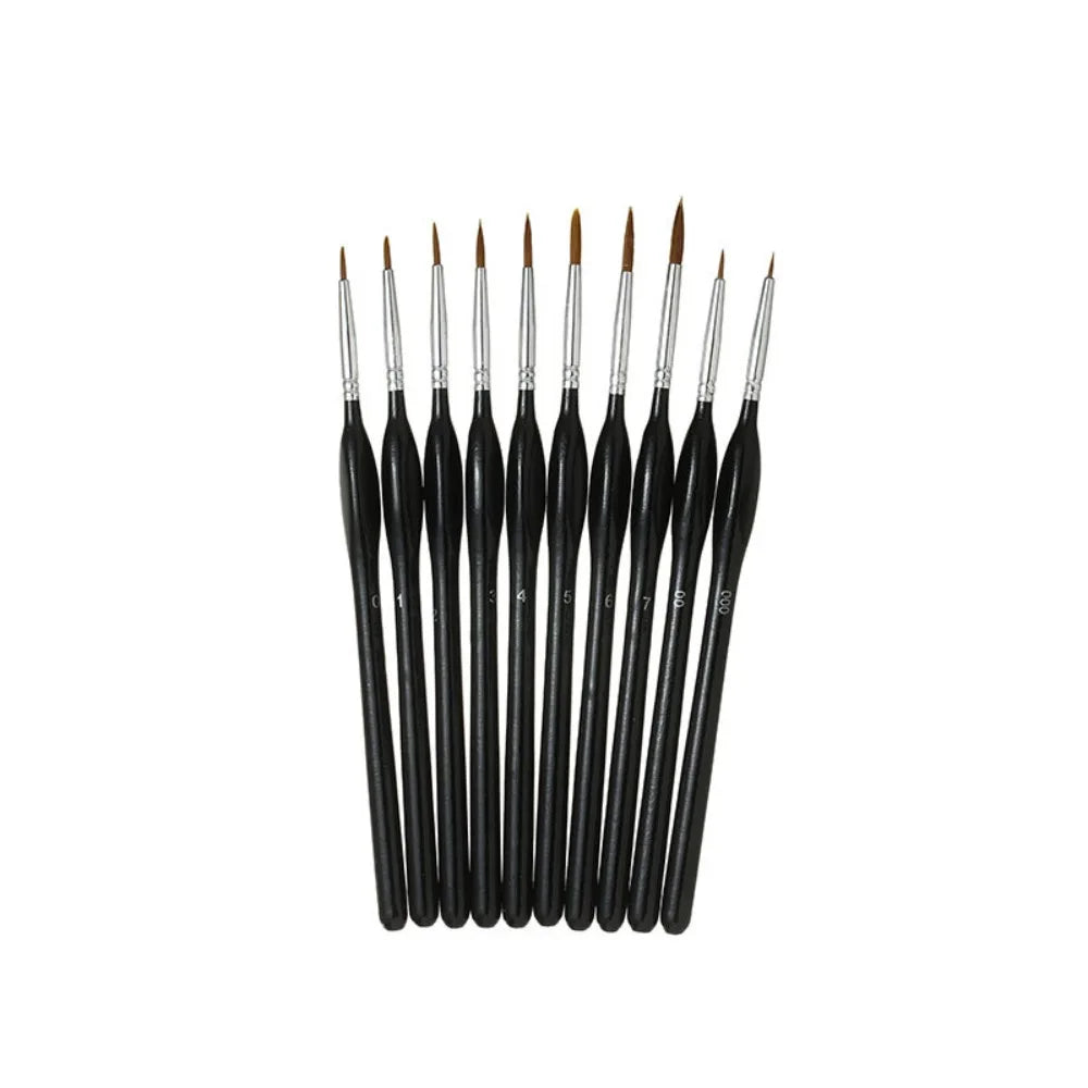 Miniature Precision Paint Brush Set 10/11pc – Micro Tips Miniature Paint Brushes HIP 10pcs-Black