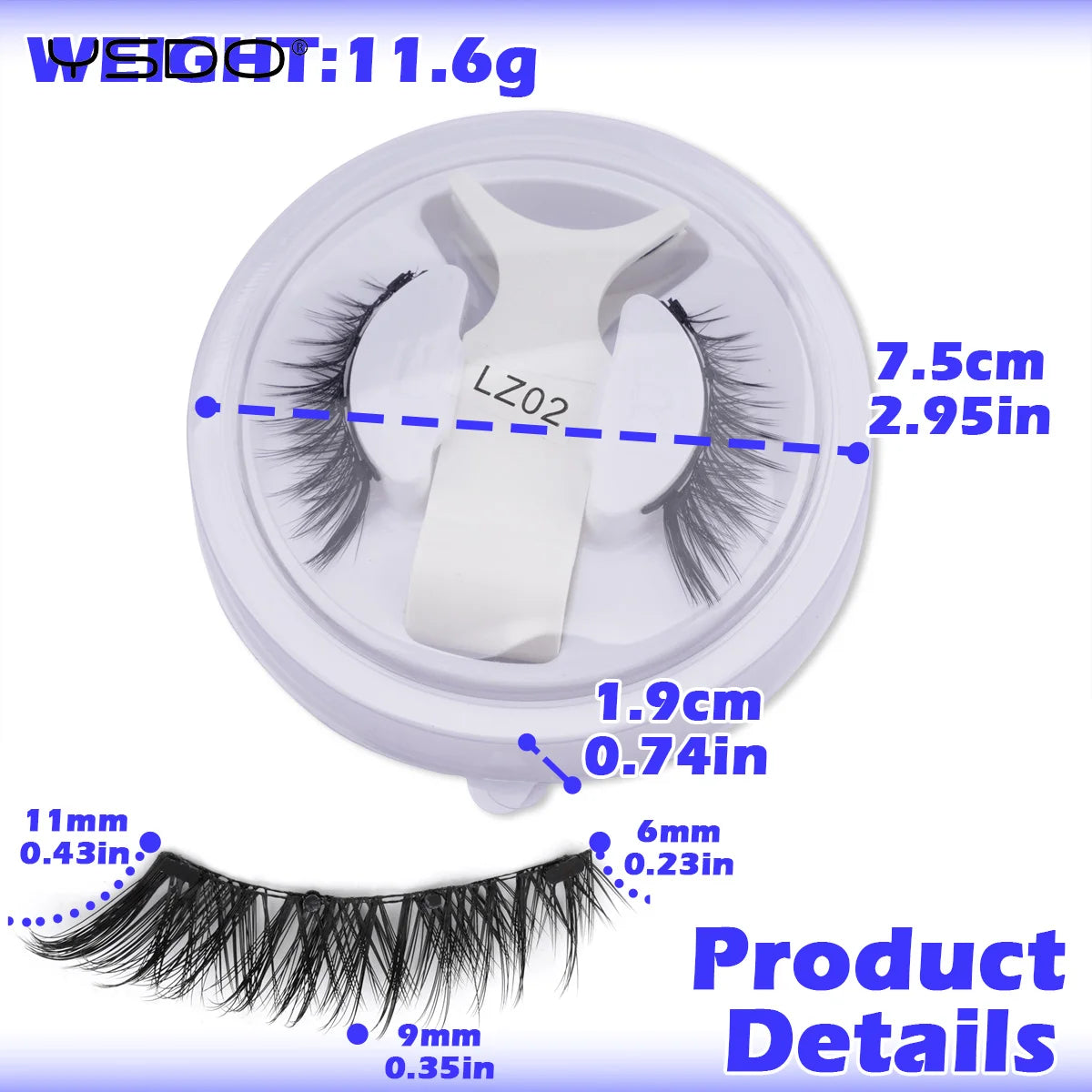 YSDO Upgrade Magnetic False Eyelashes With Tweezers Set 1 Pair Eyelash Extension 3D Natural Lashes 3-Step Press On False Eyelash HIP