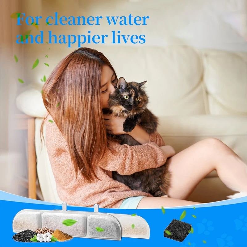 10/20/30 Pack Replacement Filters for 84oz/2.5L Smart Pet Fountain, Cat & Dog, Triple Filtration Activated Carbon Filter HIP