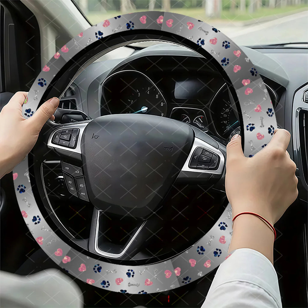 Paw Print & Bone Steering Wheel Cover – Cars, SUVs & Trucks Steering Wheel Cover HIP