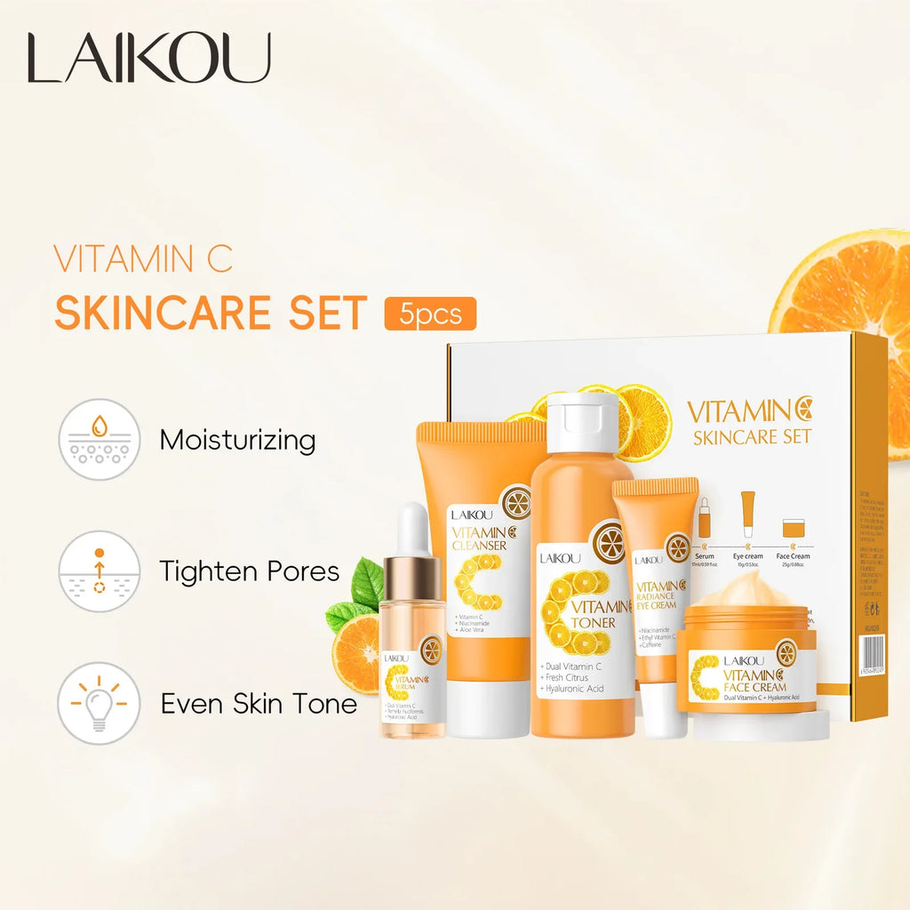 LAIKOU Vitamin C Skincare 5-Piece Set – Brighten & Hydrate Vitamin C Skincare Set HIP
