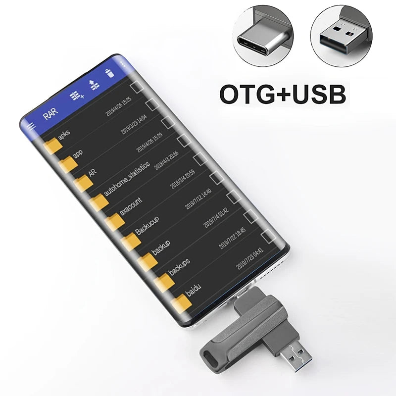 2-in-1 USB Type-C Flash Drive 8GB–128GB | 360° Rotate USB Flash Drive HIP