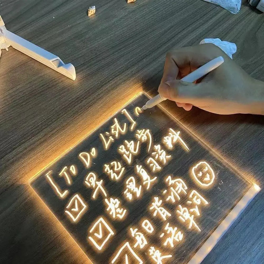 LED Acrylic Message Board – Erasable Light-Up Note Board LED Dry Erase Board HIP