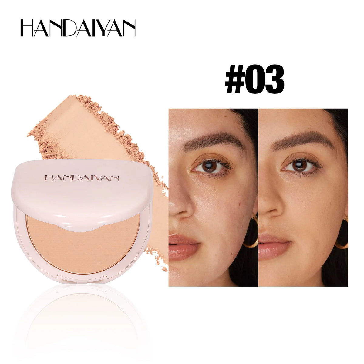 8Colors Matte Face Pressed Powder 24 Hours Oil Control Natural Setting Powder Foundation Full Coverage Waterproof Lasting Makeup HIP 03