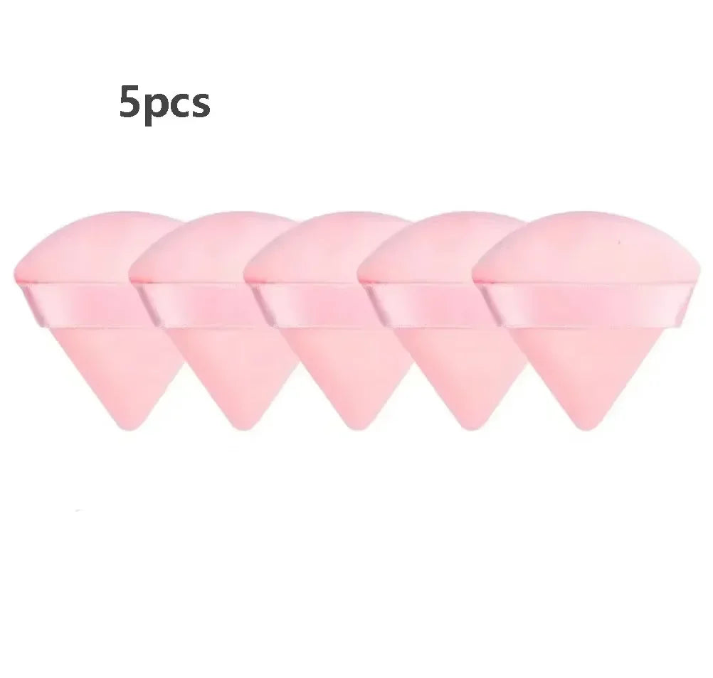 Velvet Triangle Powder Puff Set – Soft Washable Makeup Sponge Makeup Powder Puff HIP C533-pink 5pcs