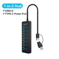 KEBIDUMEI 7-Port USB 3.0 Hub | Individual Switches & USB-C USB Hub HIP 7-in-2 7xA3.0 1xC