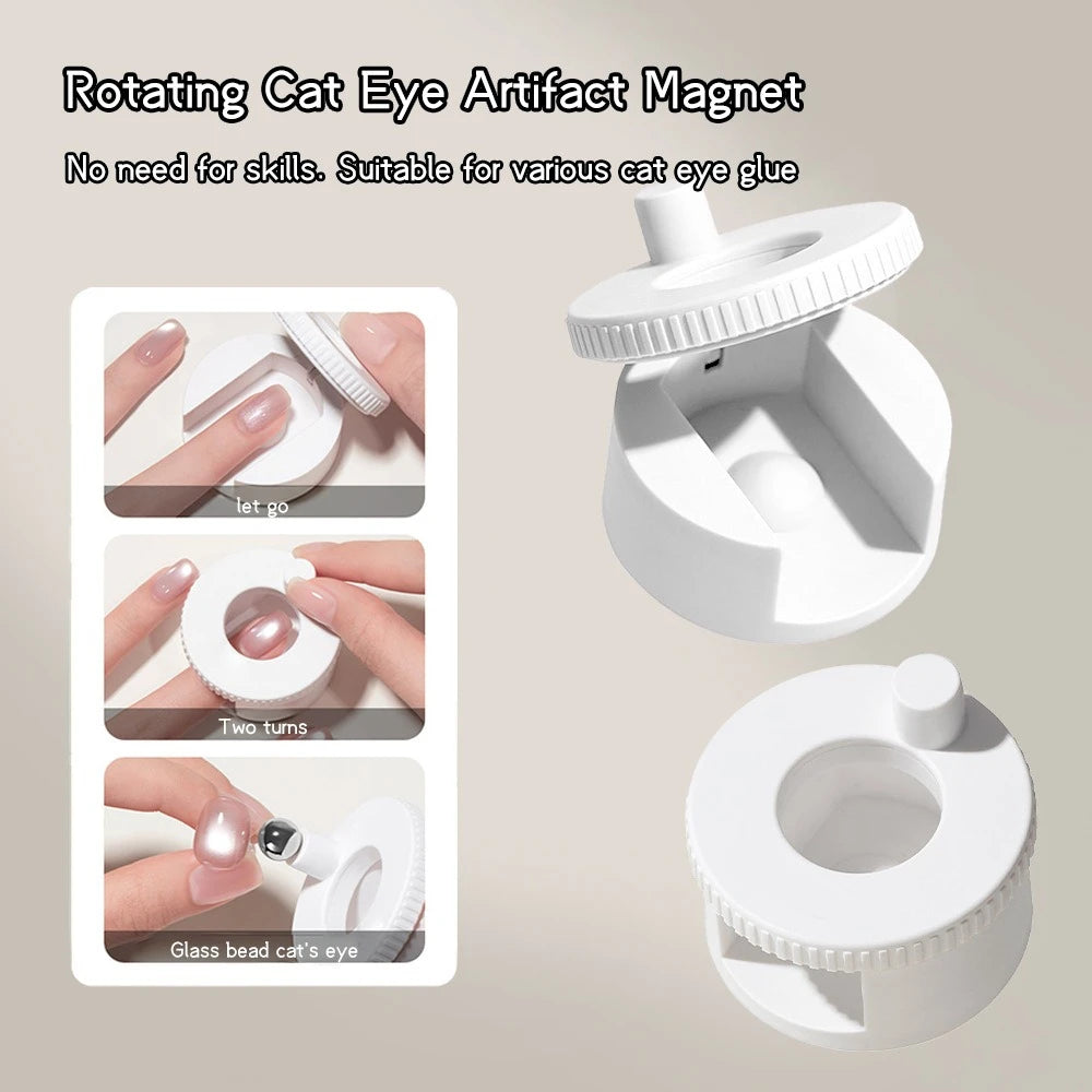 Automatic Rotating Nail Art bead Suction Device For Beginner Cat Eye Nails Magnetic With Super Strong Magnets and Wide Beam Kit HIP White No Ball-1Pc