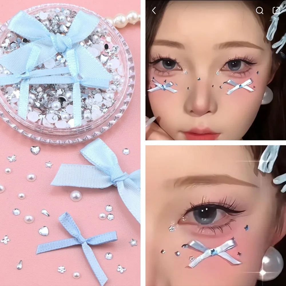 3D Rhinestone Bow Crystal Face & Nail Sticker Decorations