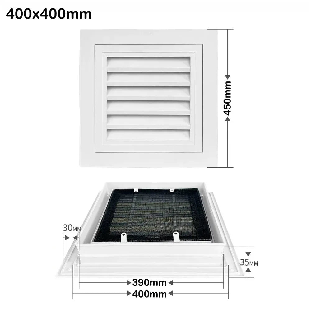 Aluminum Alloy Square Air Vent Grille with Mesh – White Air Vent Grille HIP 400x400mm