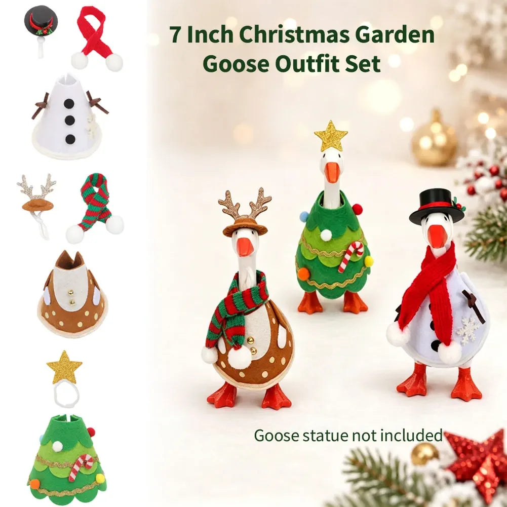 7 Inch Desk Goose Outfits Set Multi Holiday Santa & Reindeer Mini Costume Hat Scarf Clothes Desktop Ornament Decor HIP