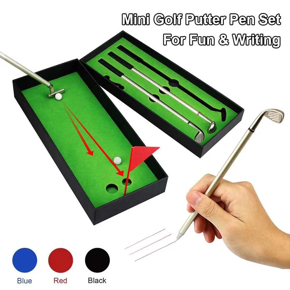 Golf Putter Ballpoint Pen Gift Set – 3 Pens, Blue Black Red Novelty Pen Gift Set HIP Style B