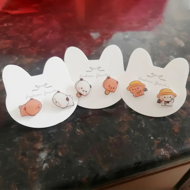 Panda Bubu Cartoon Silver Needle Ear Studs – Cute Gift Cartoon Ear Studs HIP