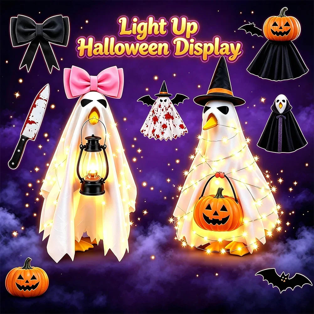 Halloween Luminous White Ghost Porch Goose Costume Pumpkin Ghost Wizard Costume Set Indoor Outdoor Haunted House Halloween Decor HIP