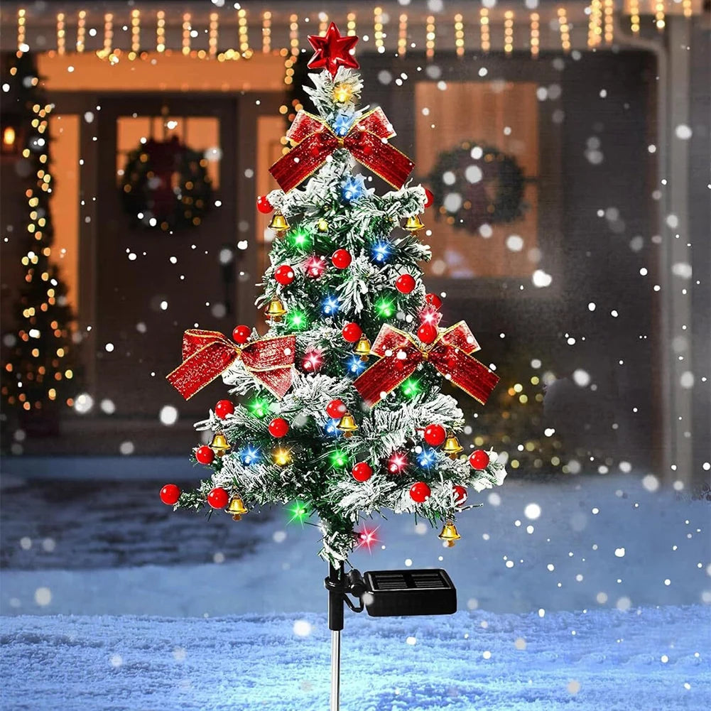 Solar Christmas Tree Lights Outdoors LED Christmas Decor IP65 Waterproof Garden Lawn Landscape Lamps for Patio Porch Pathway HIP