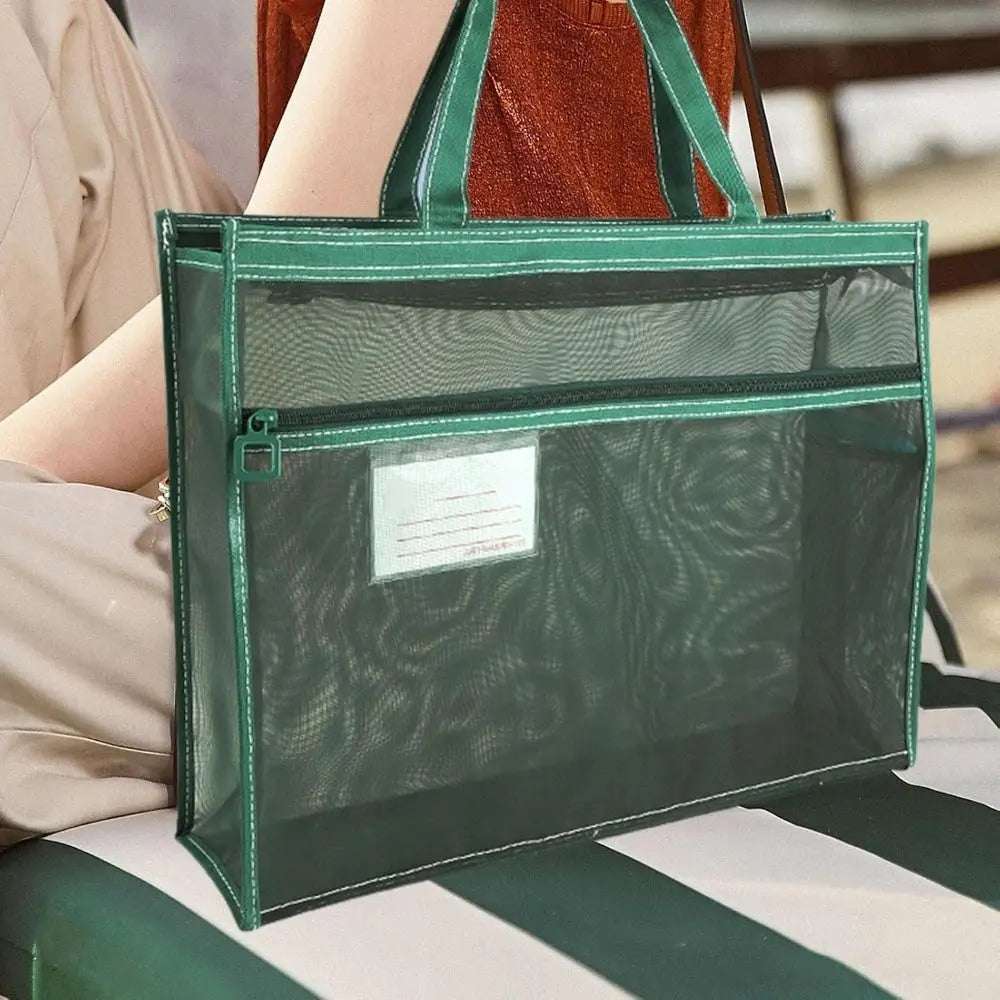 A3 Mesh PVC Art Project Bag – Waterproof Zipper Storage Art Storage Bag HIP
