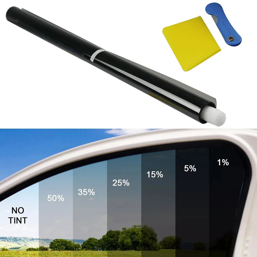 300x50cm Black Car Window Film Roll Car Auto Home Self Adhesive Glass Tint Privacy UV Protector Window Sticker Sun Shade Film HIP