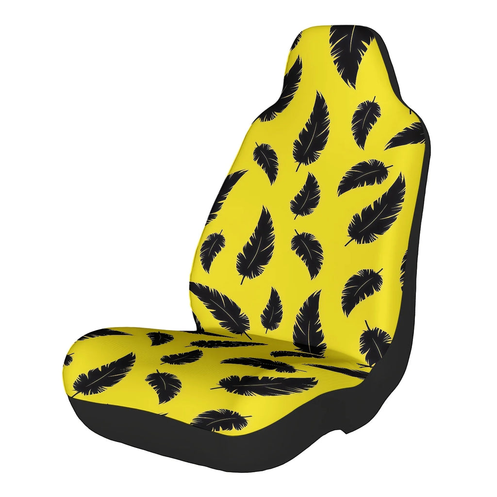 Black Feather Yellow Print Car Seat Cover – Easy Install Car Seat Cover HIP