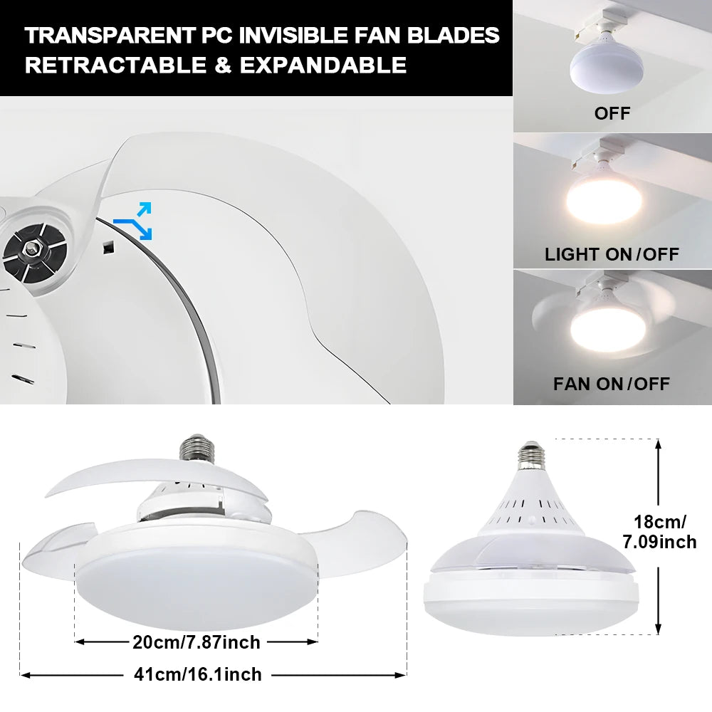YNL 30W LED Ceiling Fan Light E27 Remote Control 3 Colors LED Ceiling Fan Light HIP