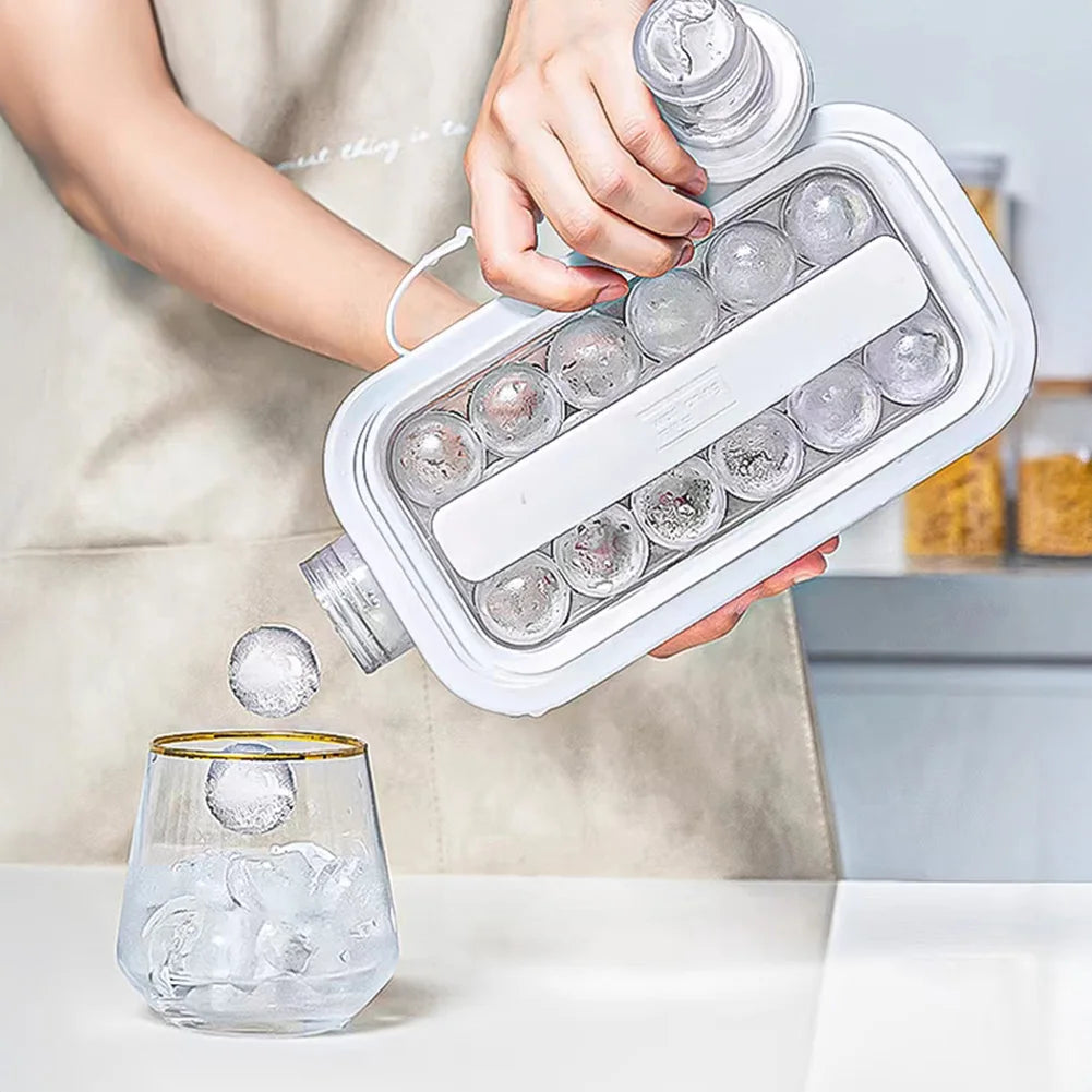Ice Cube Tray 2-in-1 Portable Puck Making Water Bottle with 17 Grid Flat Lid Cooling Popsicle/Cube Molds HIP