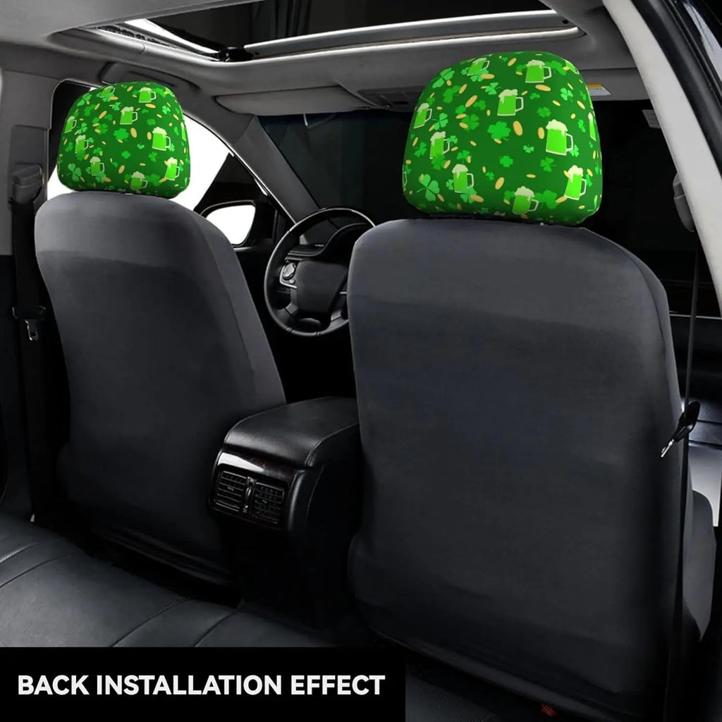 St. Patrick's Day Car Headrest Covers – 2-Piece Universal Fit Car Headrest Covers HIP