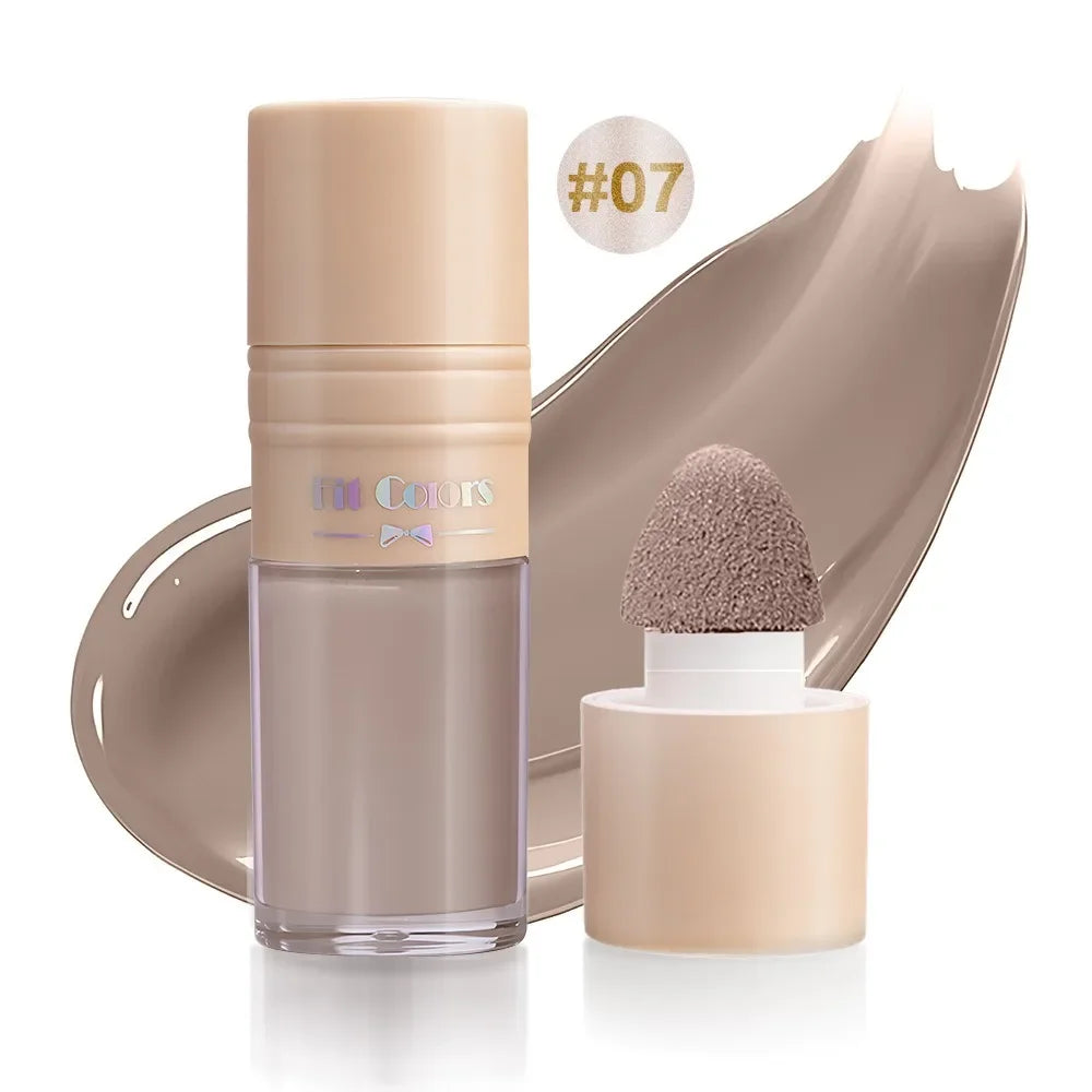 14 Colors Matte Liquid Blush Contour Highlighter Waterproof Long Lasting Sponge Brush Head High Pigment Blusher Brighten Bronzer HIP 07 Contour
