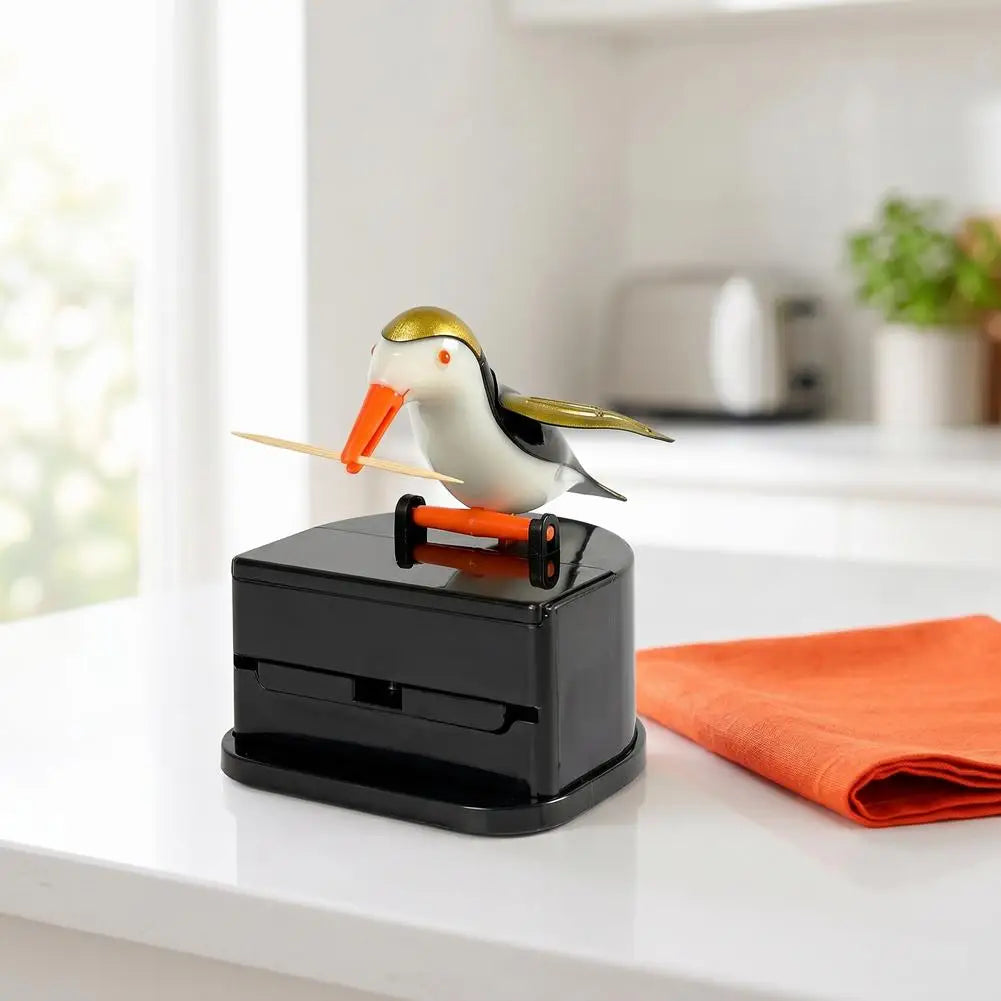 1PC Cartoon Hummingbird Toothpick Container Automatic ABS Toothpick Dispenser Holder Box Home Decoration Kitchen Accessories HIP