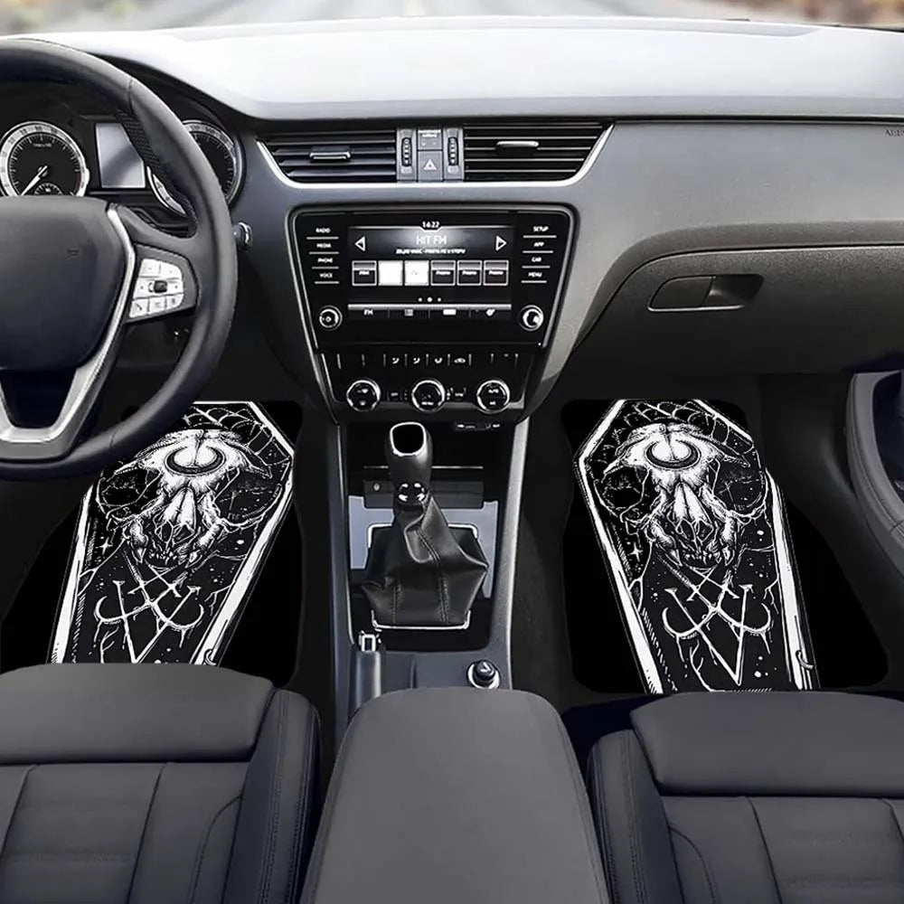 Gothic Coffin Print Car Floor Mats – 4-Piece Full Coverage Set Car Floor Mat Set HIP