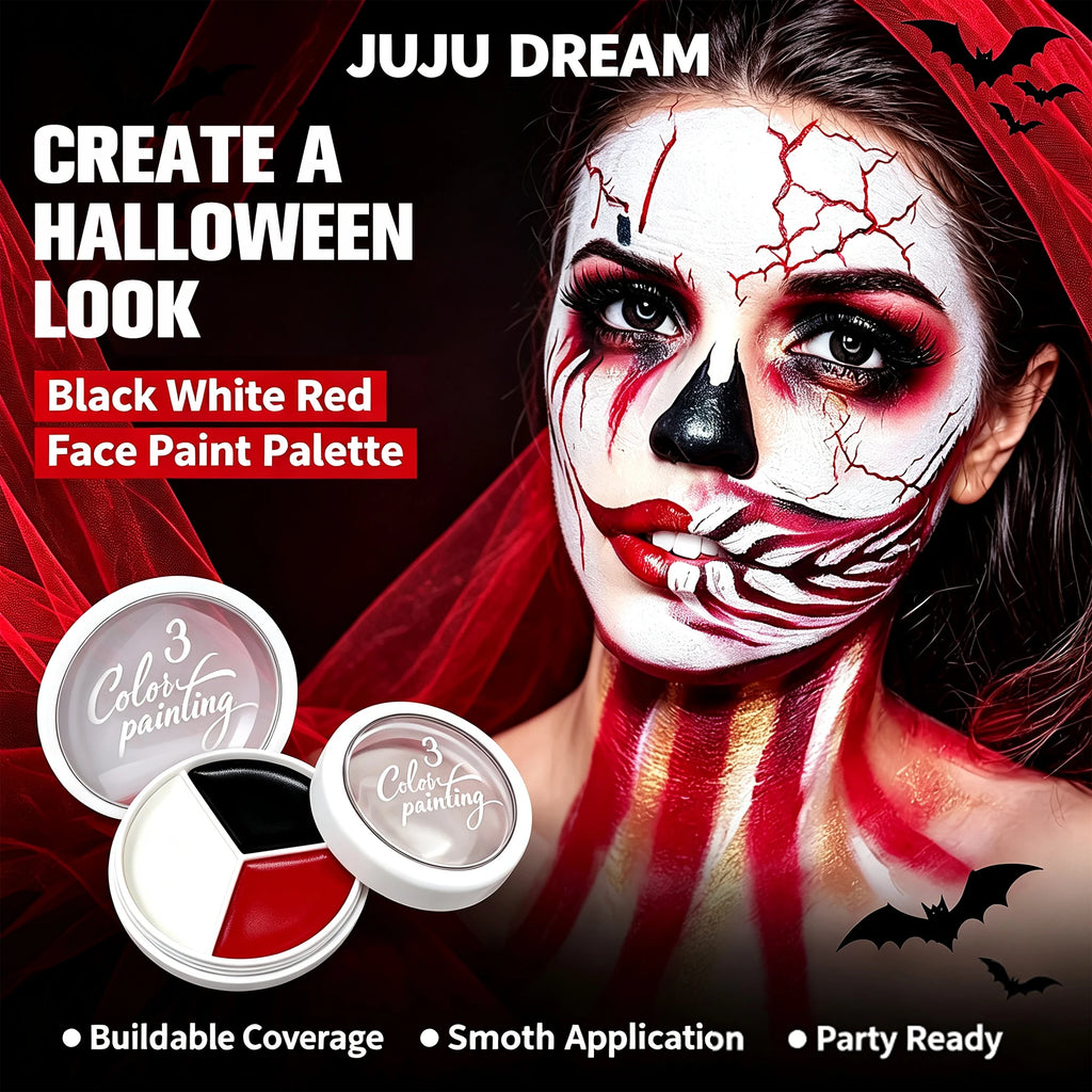 JUJU DREAM 3-Color Face & Body Paint Palette – Waterproof Body Painting Palette HIP