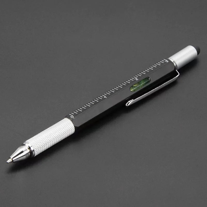 7-in-1 Stylus Pen with Screwdriver, Ruler & Level Gauge Multifunctional Stylus Pen HIP Black