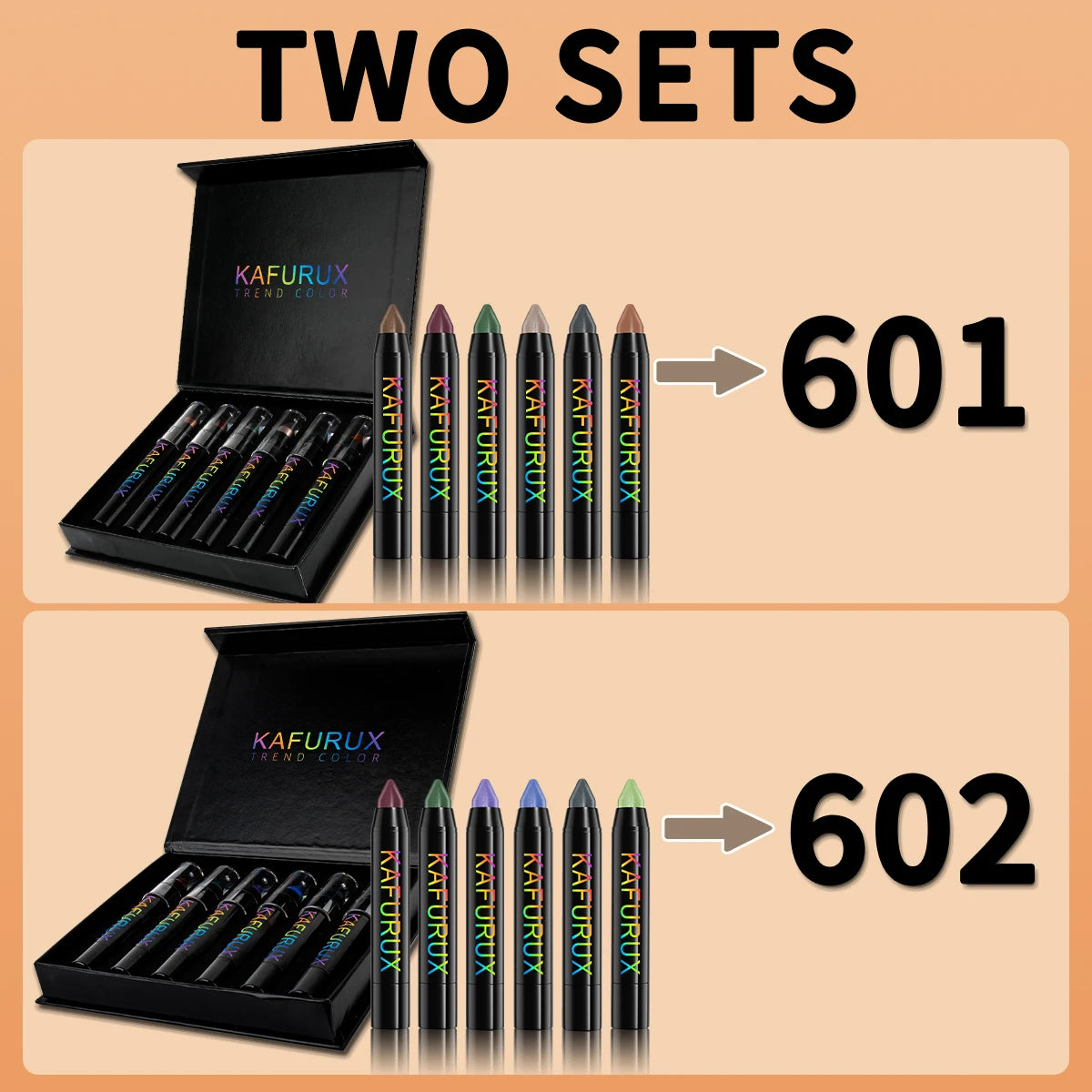 6-Piece Metallic Glitter Eyeshadow Pencil Set – Shimmer Liner Eyeshadow Pencil Set HIP