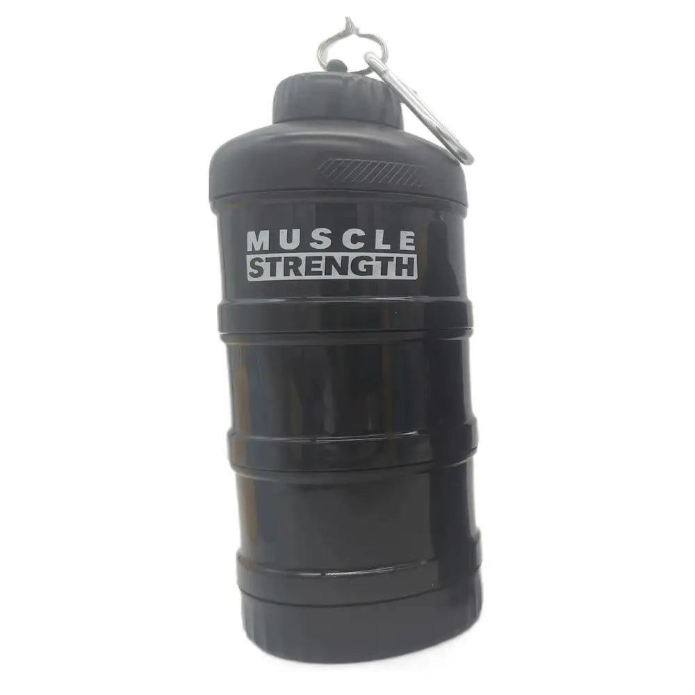 Portable 1/2/3-Layer Protein Powder Storage Box & Supplement Supplement Storage Box HIP Black-3-layer