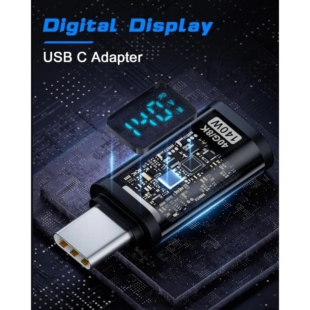 140W USB-C Adapter 40Gbps LED Display | PD3.0 Type-C Connector USB-C Adapter HIP