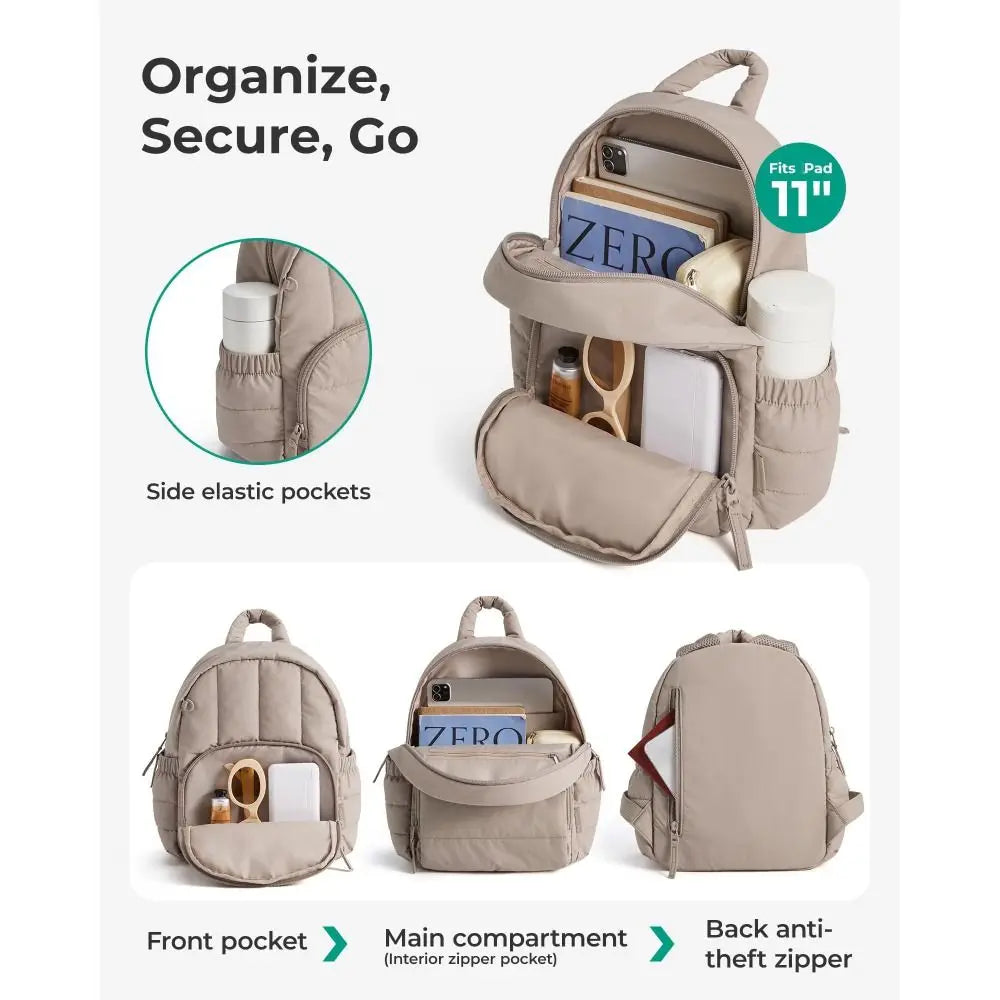 Quilted Mini Backpack Women – Lightweight Water-Resistant Puffer Mini Backpack HIP