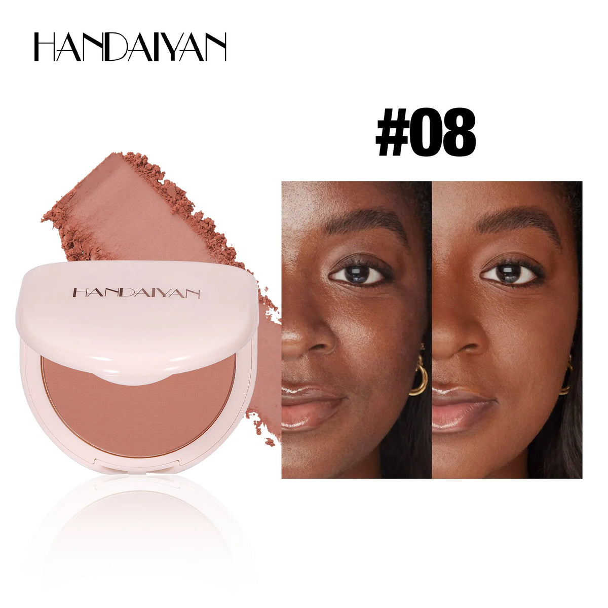 8Colors Matte Face Pressed Powder 24 Hours Oil Control Natural Setting Powder Foundation Full Coverage Waterproof Lasting Makeup HIP 08