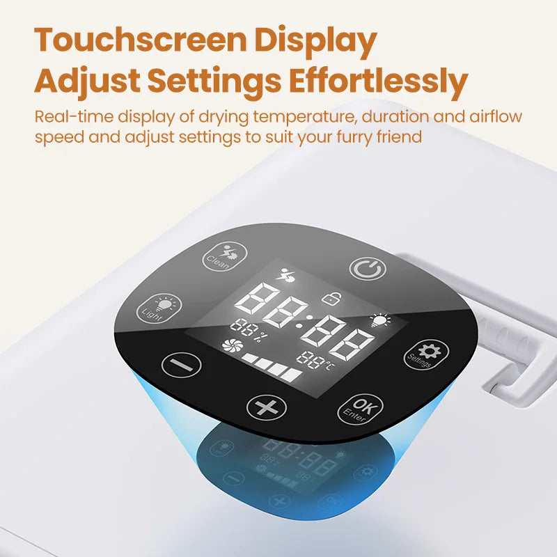 ROJECO Automatic Pet Drying Box 70L Smart Temperature Control 360° Ultra Quiet Pet Hair Grooming For Dog Cat Dryer Box 4 Speed HIP