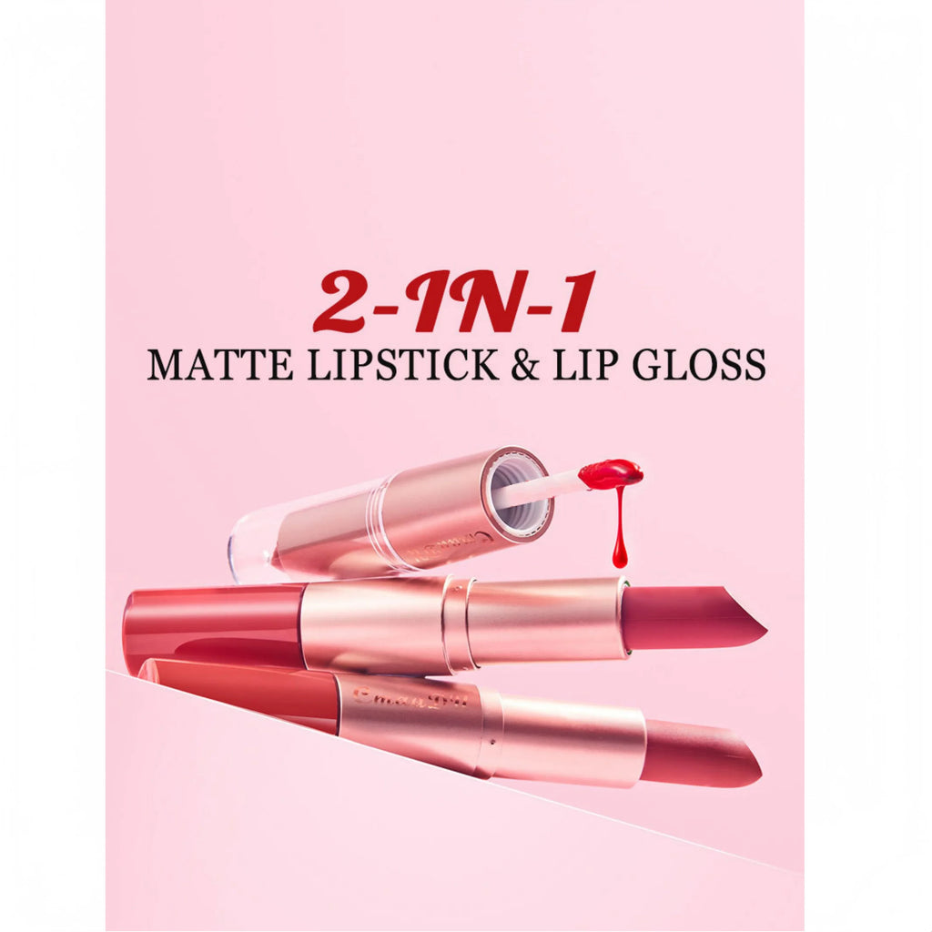 CmaaDu 3-Pc Double-Ended Matte Lipstick & Lip Gloss Set Lip Makeup Set HIP