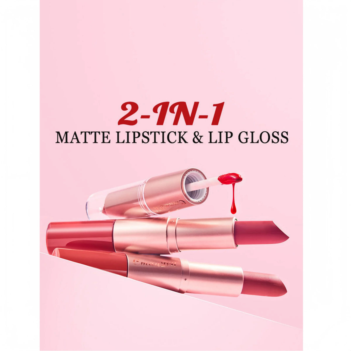 CmaaDu 3-Pc Double-Ended Matte Lipstick & Lip Gloss Set Lip Makeup Set HIP