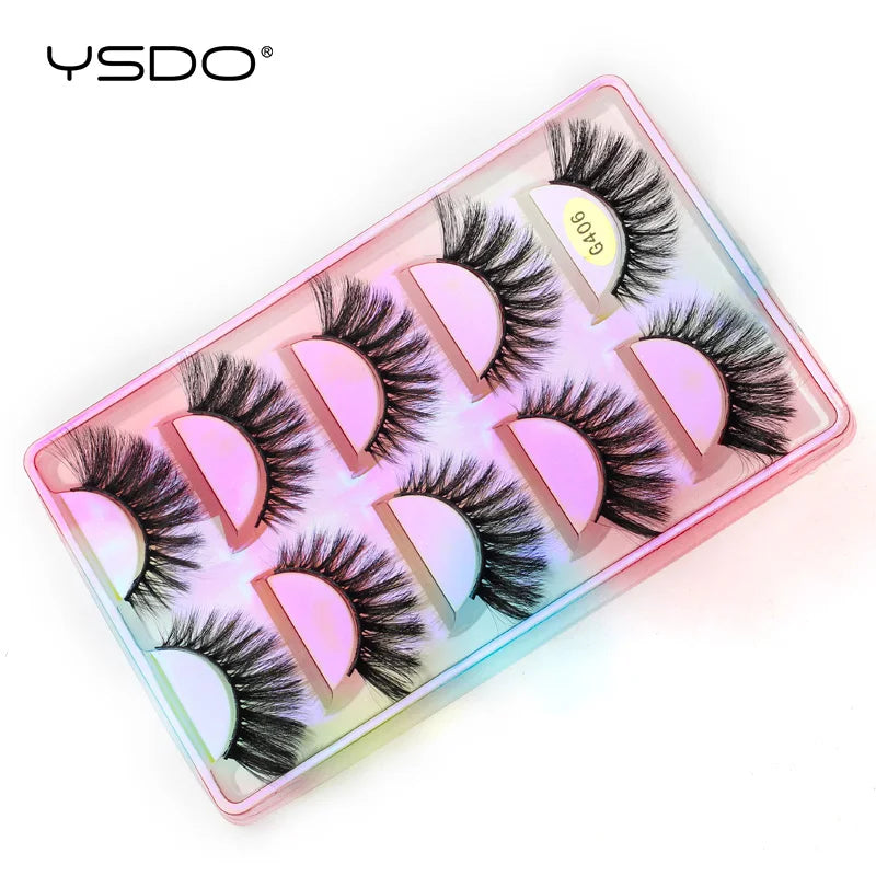 YSDO Eyelashes 3/5 Pairs Natural Long 3D Mink Lashes Fluffy Volume Mink False Eyelashes Cruelty Free Wispy Lashes Makeup Cilios HIP 5pairs-G406CS