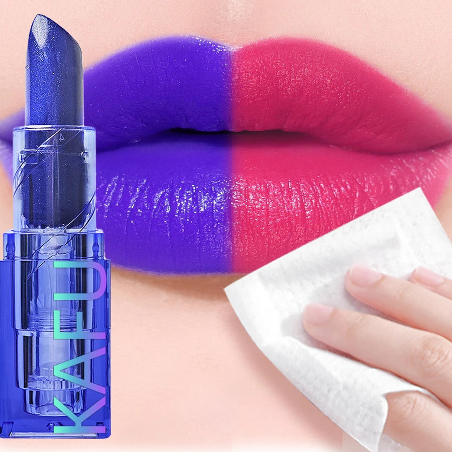 KAFURUX Blue Color Changing Lipstick – Shimmer Gloss Color Changing Lipstick HIP