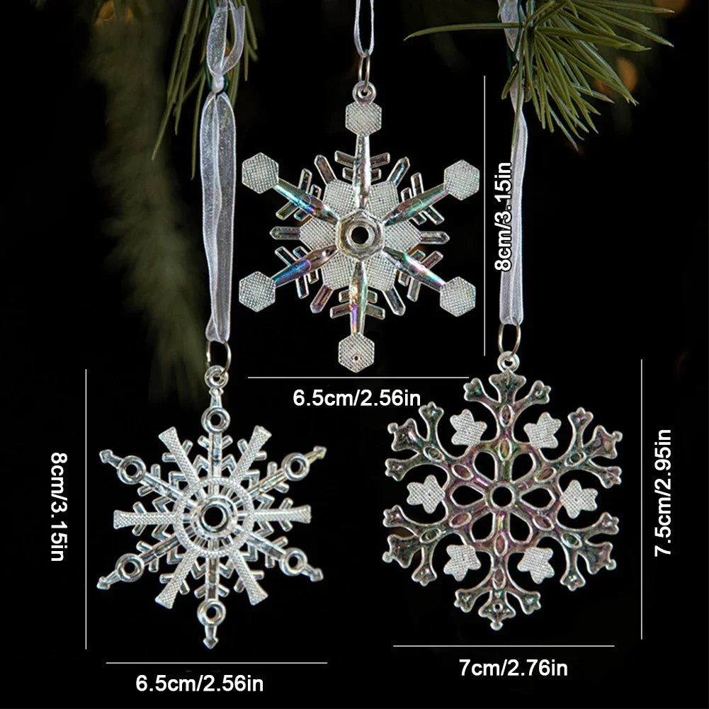 Crystal Snowflake & Icicle Christmas Tree Hanging Ornaments