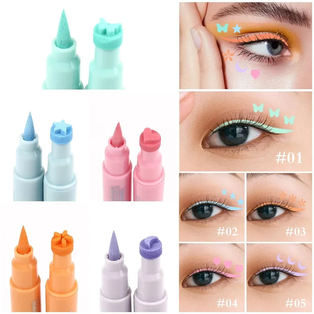 Colorful Butterfly Eyeliner Stamp Pen Star Moon Seal Long Lasting Waterproof Liquid Eye Liner Pencil Eyes Makeup Cosmetic 1/5PCS HIP