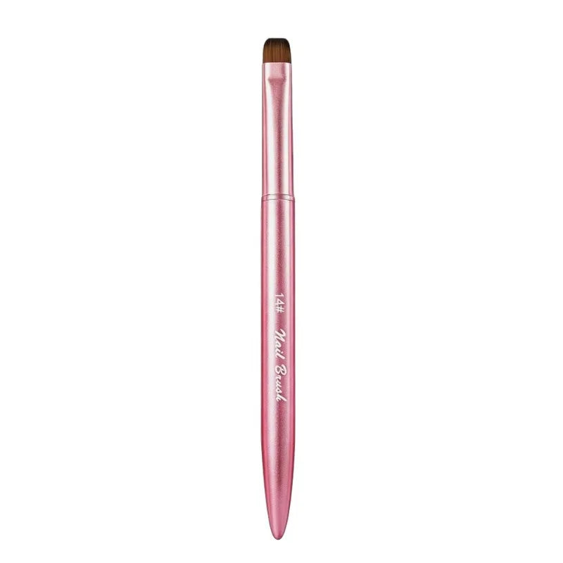 French Tip Nail Painting Brush Metal Handle Flat Round Head Manicure Tool Gel Polish Application Nail Surface Cleaning DIY Nail HIP Rose Gold14
