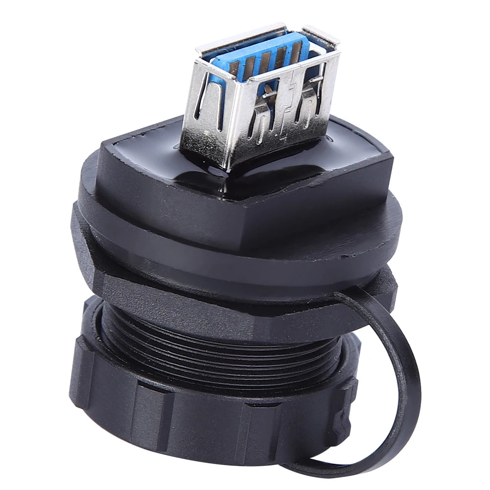 Waterproof USB Connector Copper Contact PA66 Insulator USB3.0 Double Female Dustproof Cover HIP A