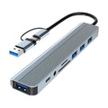 8-in-1 USB A & USB C Hub, USB 3.0 5Gbps, 3× USB 2.0, SD TF Card Reader, 3.5mm Audio, Multiport Adapter HIP 8-in-1