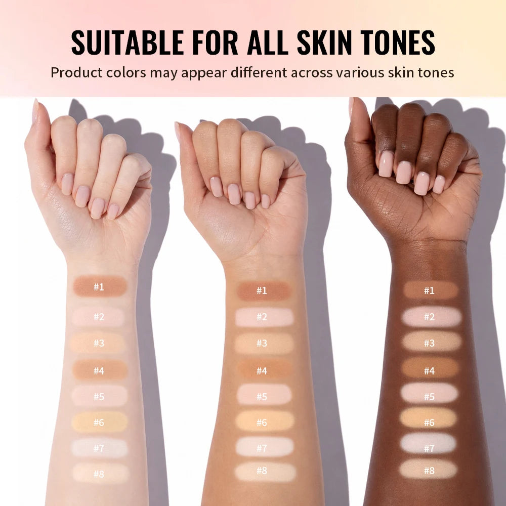 Matte Full Coverage Pressed Powder Foundation With Puff Applicator Waterproof 24H Fresh Wear Weightless Oil Control Cosmetics HIP