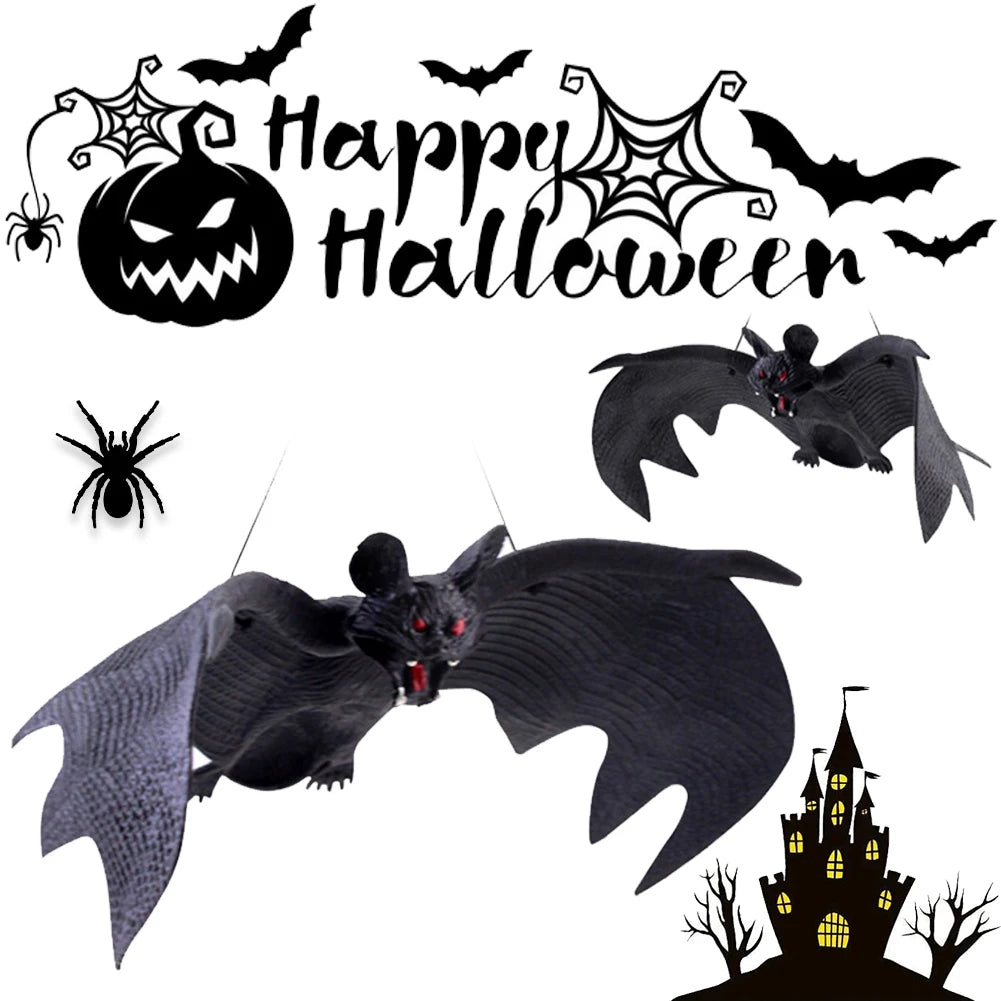 Halloween Hanging Bat Ornaments - Realistic Simulation Holiday Party Decor Haunted House Hanging Props for Spooky Atmosphere HIP
