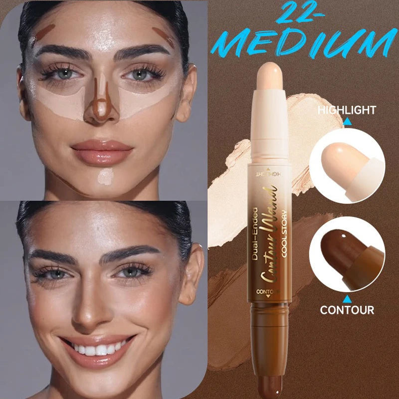 Fair Deep Contour Stick Facial Foundation Concealer Matte Pearlescent Highlighter Nose Shadow V Face Outline Shape Sculpt Wand HIP 22-Medium