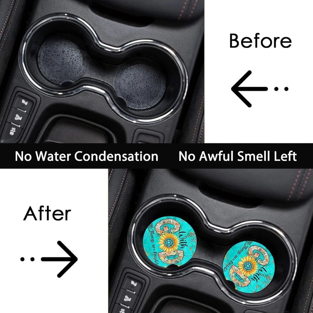 2-Pack Christian Car Cup Holder Coasters – Anti-Slip Rubber Car Cup Holder Coaster HIP
